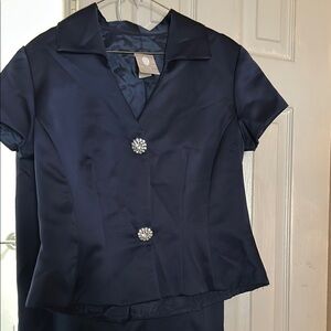 Blue Buttoned Short Sleeve Notched Collar Dress